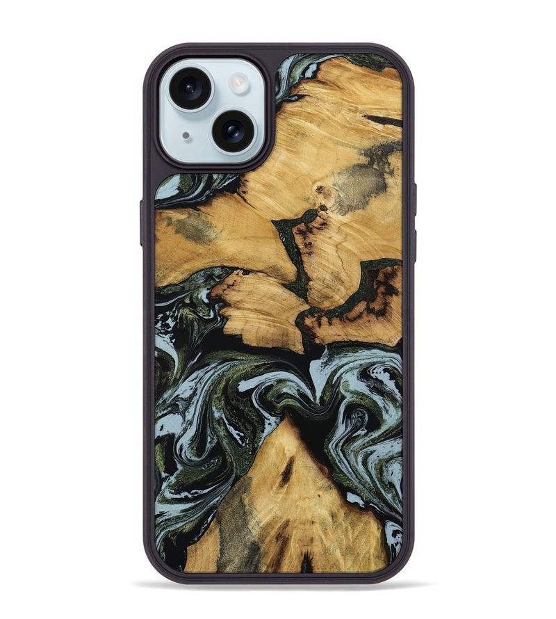 iPhone 15 Plus Wood Phone Case - Ava (Green, 801384)