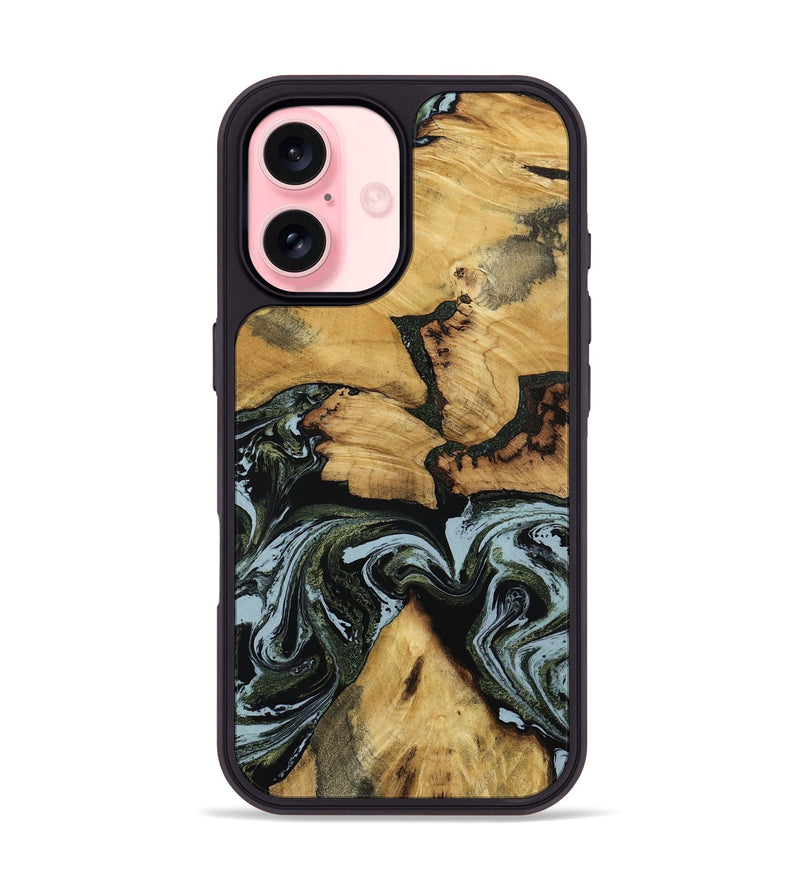 iPhone 16 Wood Phone Case - Ava (Green, 801384)