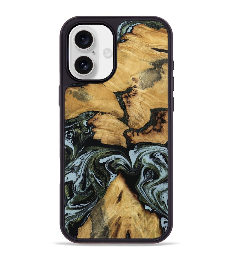 iPhone 16 Plus Wood Phone Case - Ava (Green, 801384)