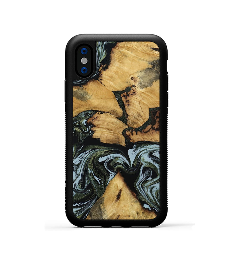 iPhone Xs Wood Phone Case - Ava (Green, 801384)