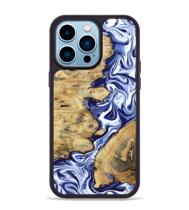 iPhone 14 Pro Max Wood Phone Case - Evelynn (Blue, 801385)