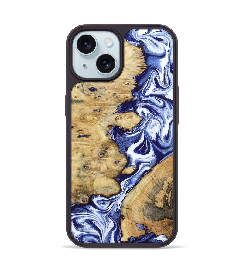iPhone 15 Wood Phone Case - Evelynn (Blue, 801385)