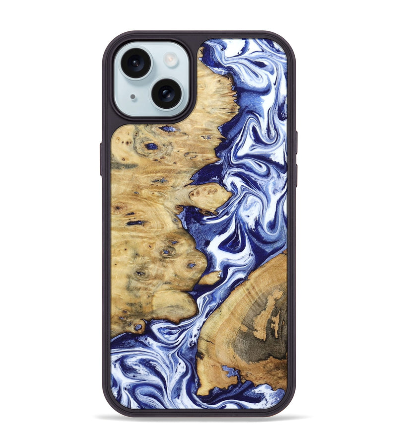 iPhone 15 Plus Wood Phone Case - Evelynn (Blue, 801385)