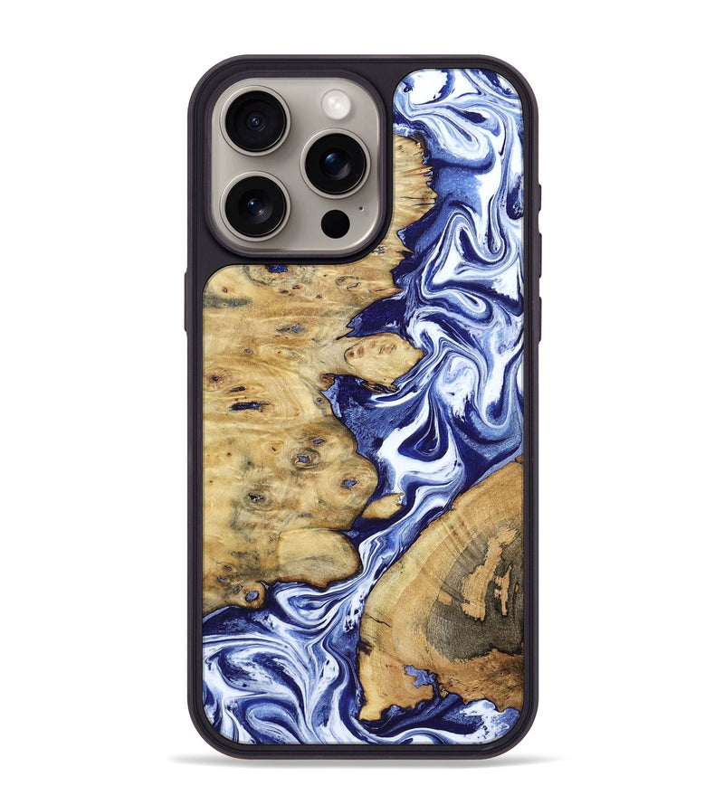 iPhone 15 Pro Max Wood Phone Case - Evelynn (Blue, 801385)