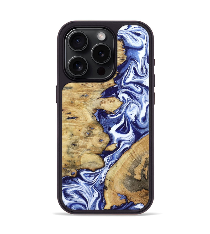 iPhone 15 Pro Wood Phone Case - Evelynn (Blue, 801385)