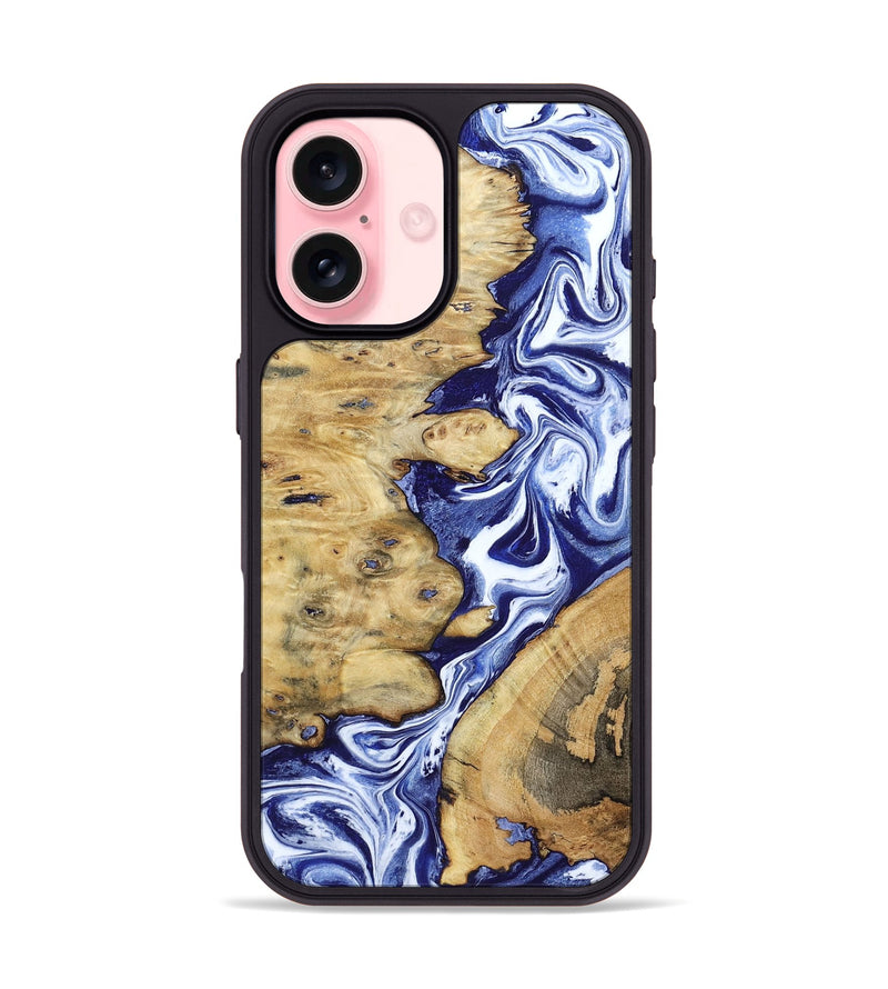 iPhone 16 Wood Phone Case - Evelynn (Blue, 801385)