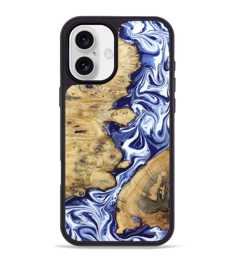 iPhone 16 Plus Wood Phone Case - Evelynn (Blue, 801385)