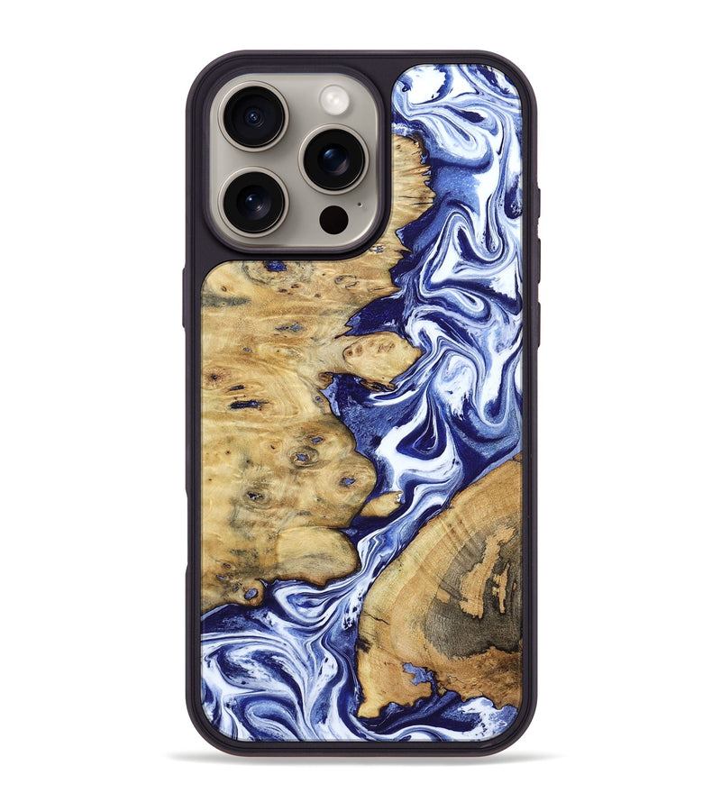 iPhone 16 Pro Max Wood Phone Case - Evelynn (Blue, 801385)