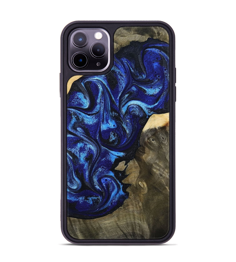 iPhone 11 Pro Max Wood Phone Case - Efrain (Blue, 801386)