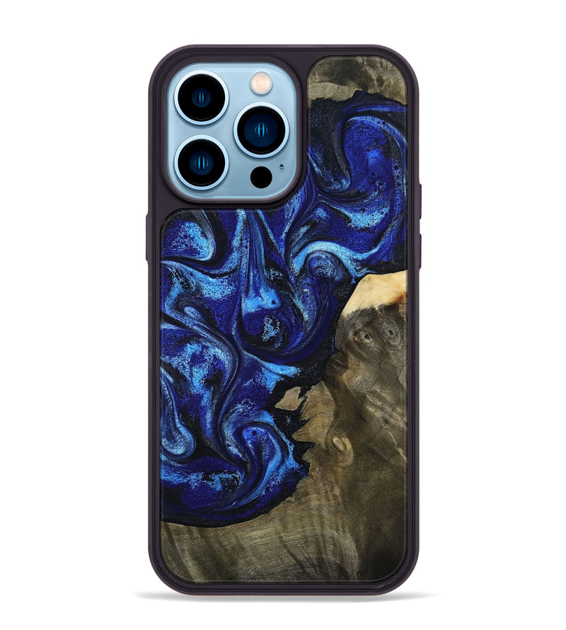 iPhone 14 Pro Max Wood Phone Case - Efrain (Blue, 801386)