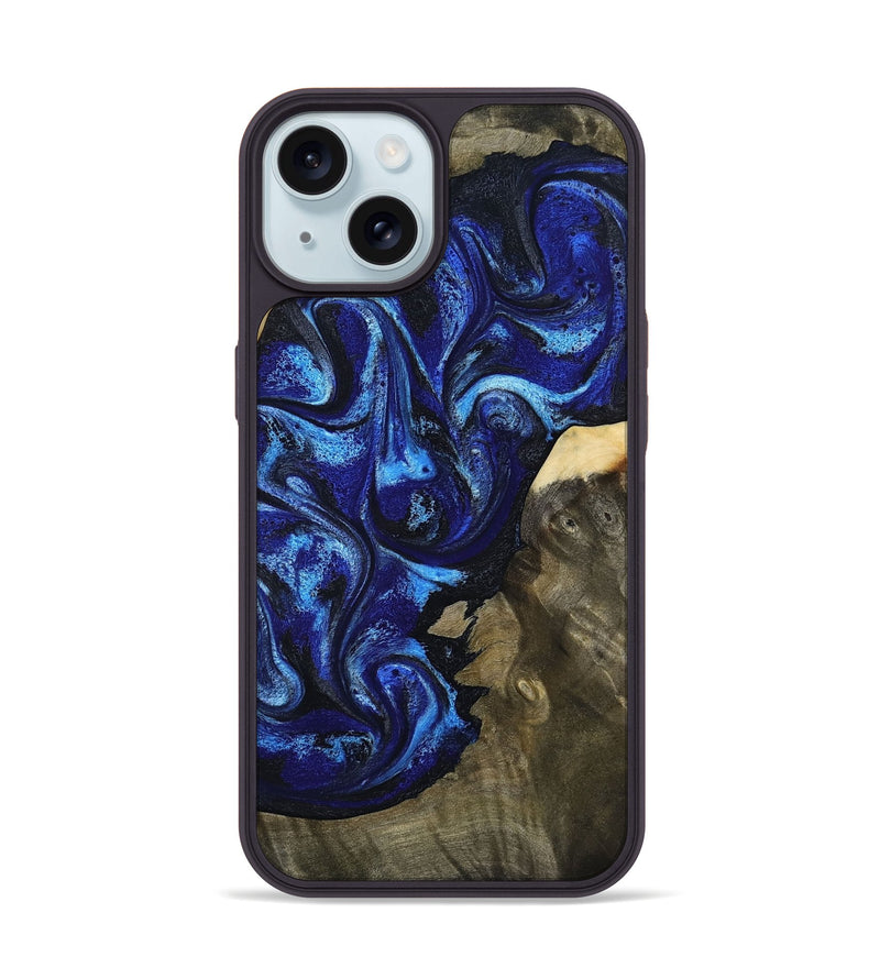 iPhone 15 Wood Phone Case - Efrain (Blue, 801386)