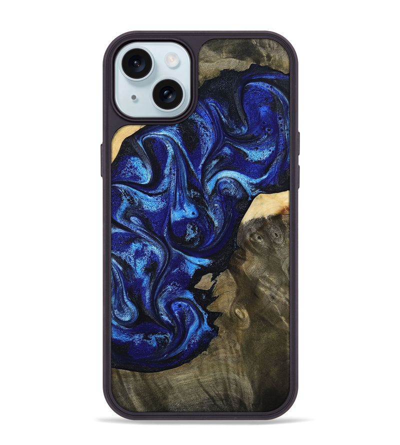 iPhone 15 Plus Wood Phone Case - Efrain (Blue, 801386)