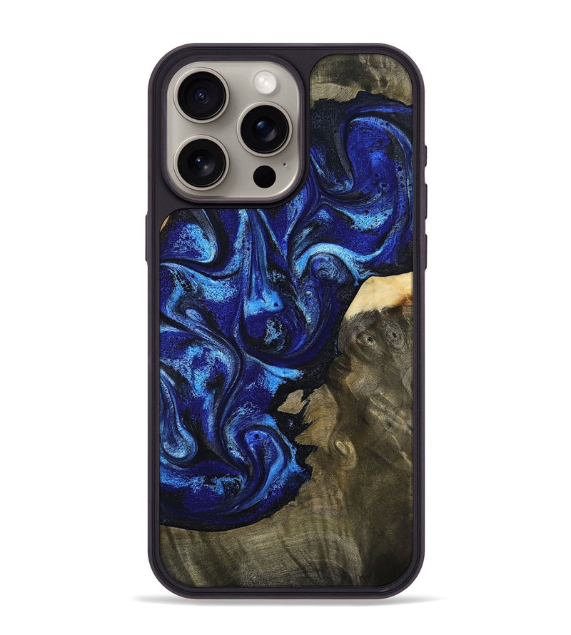 iPhone 15 Pro Max Wood Phone Case - Efrain (Blue, 801386)