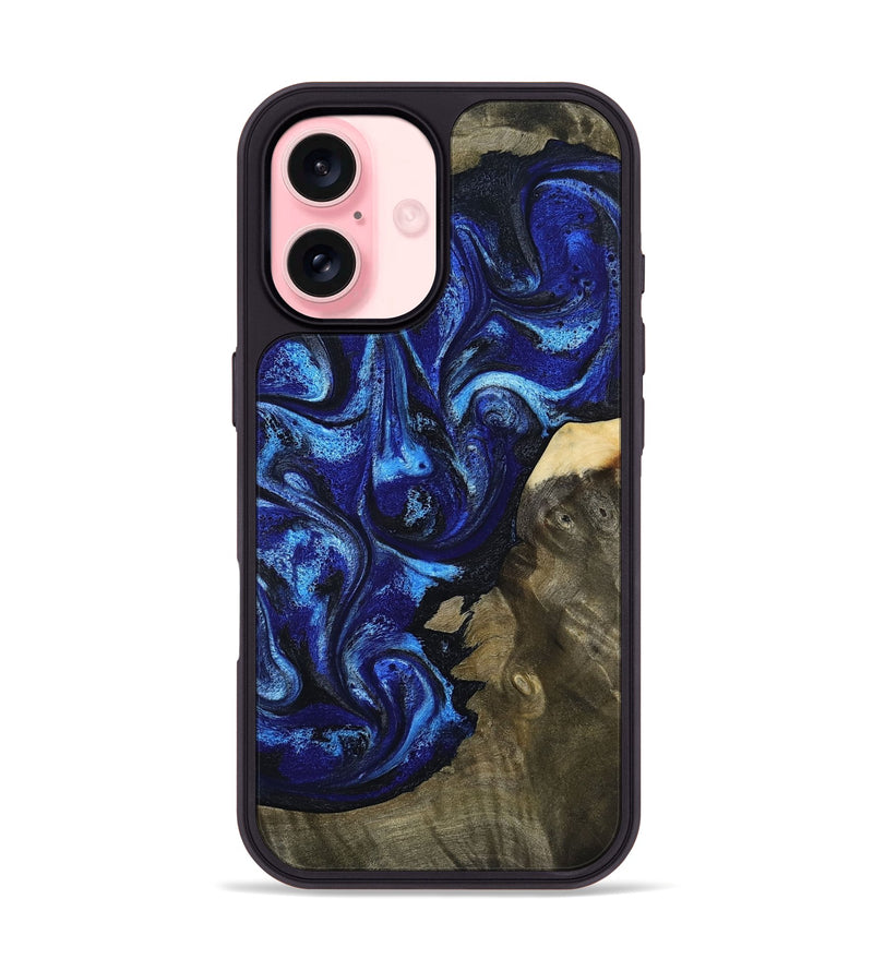 iPhone 16 Wood Phone Case - Efrain (Blue, 801386)