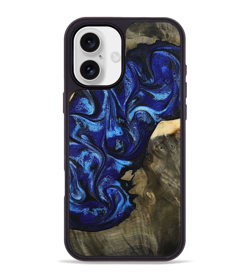 iPhone 16 Plus Wood Phone Case - Efrain (Blue, 801386)