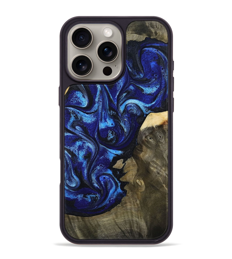 iPhone 16 Pro Max Wood Phone Case - Efrain (Blue, 801386)
