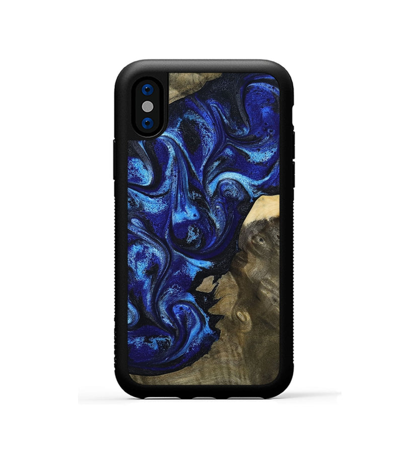 iPhone Xs Wood Phone Case - Efrain (Blue, 801386)