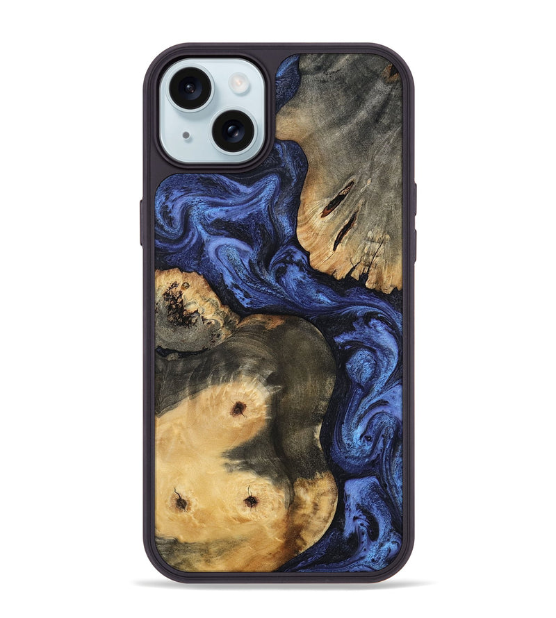 iPhone 15 Plus Wood Phone Case - Ward (Blue, 801387)