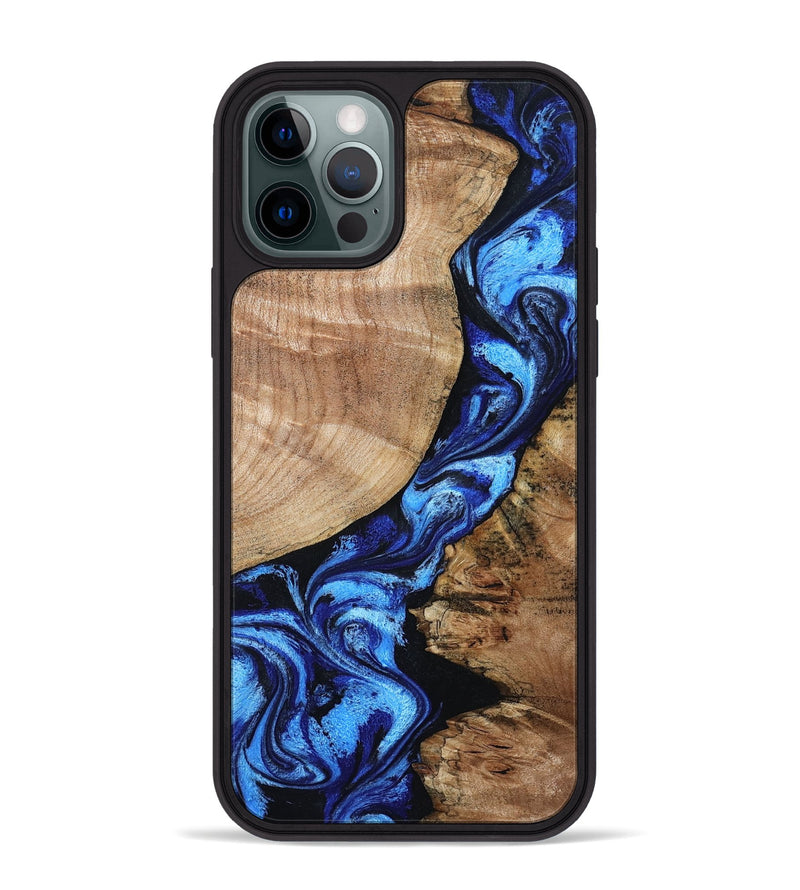 iPhone 12 Pro Max Wood Phone Case - Jayceon (Blue, 801388)