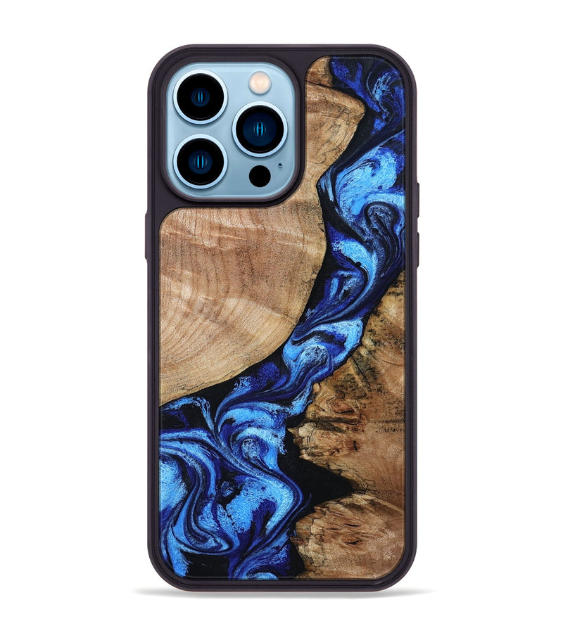 iPhone 14 Pro Max Wood Phone Case - Jayceon (Blue, 801388)