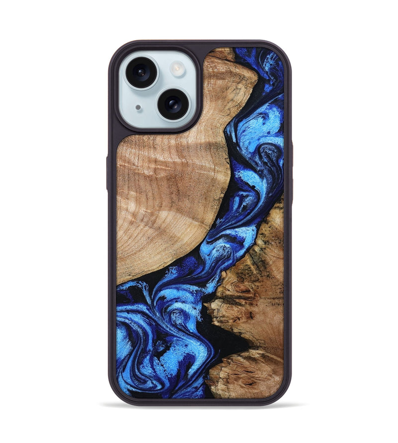 iPhone 15 Wood Phone Case - Jayceon (Blue, 801388)