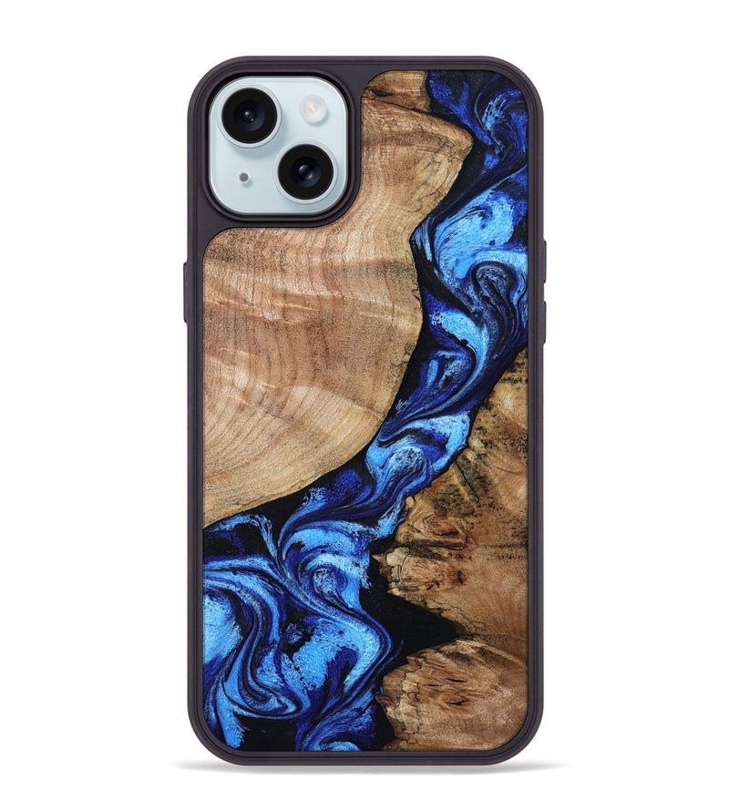 iPhone 15 Plus Wood Phone Case - Jayceon (Blue, 801388)