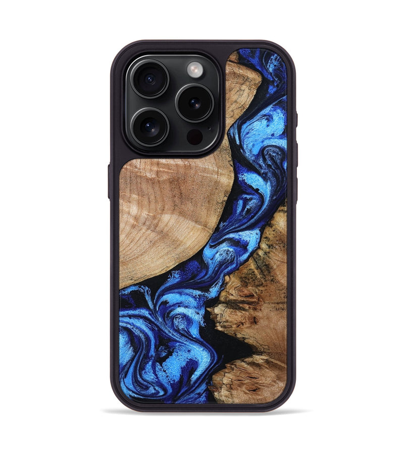 iPhone 15 Pro Wood Phone Case - Jayceon (Blue, 801388)