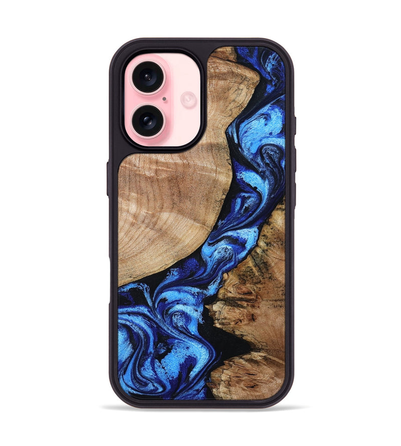 iPhone 16 Wood Phone Case - Jayceon (Blue, 801388)