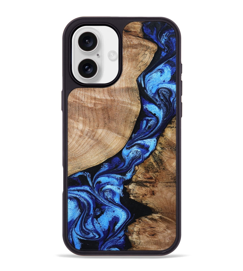 iPhone 16 Plus Wood Phone Case - Jayceon (Blue, 801388)