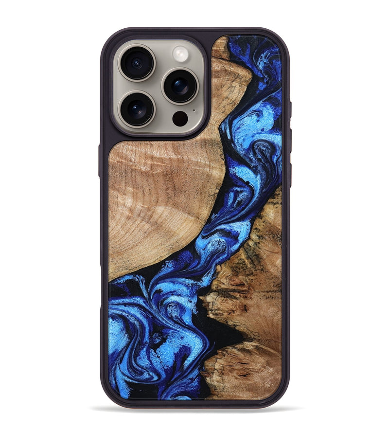 iPhone 16 Pro Max Wood Phone Case - Jayceon (Blue, 801388)