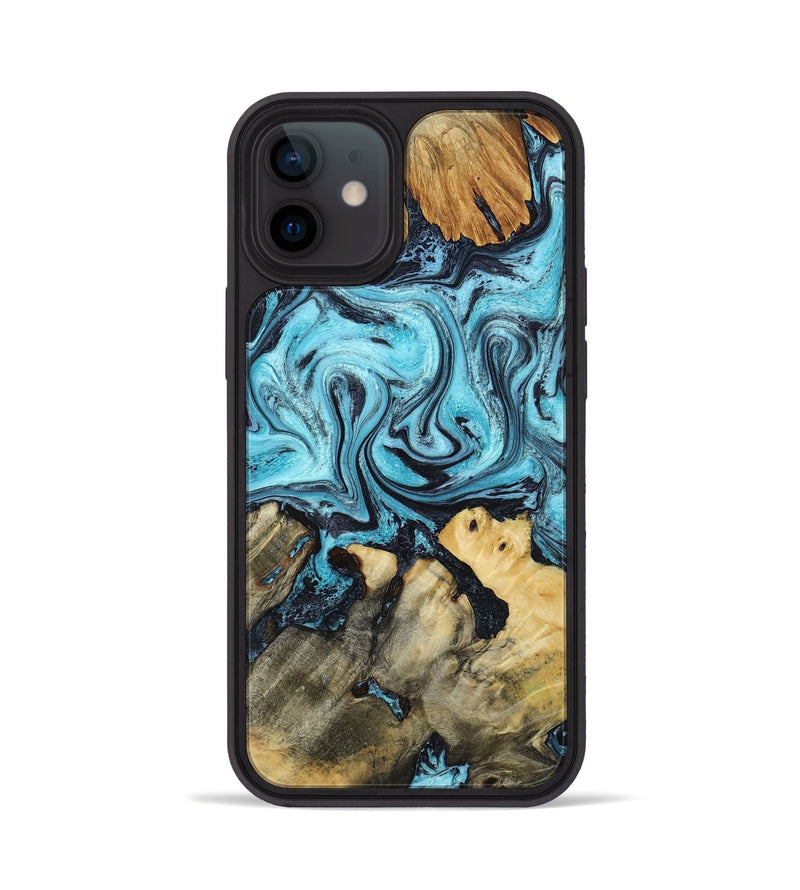 iPhone 12 Wood Phone Case - Mettie (Blue, 801389)