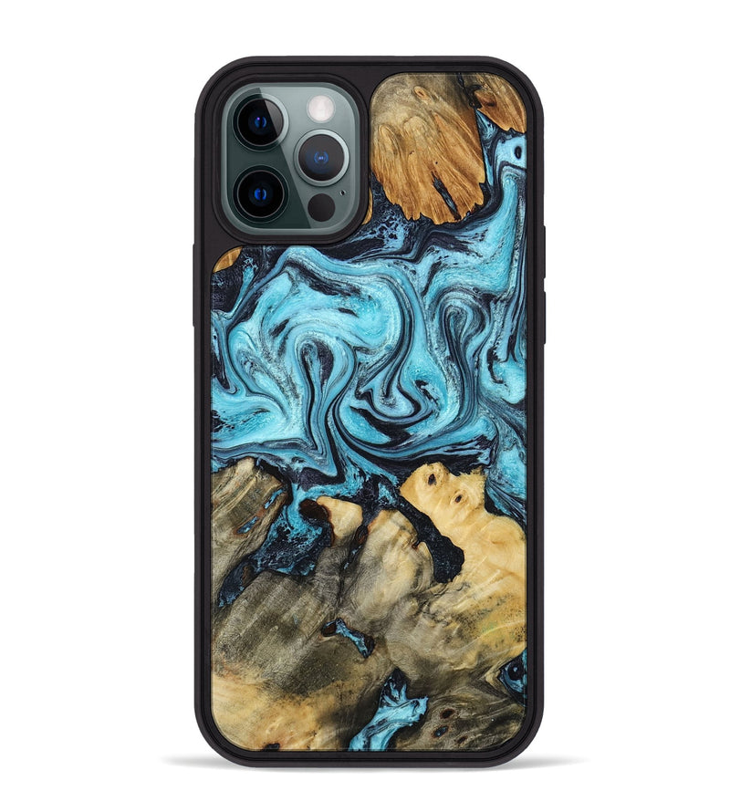 iPhone 12 Pro Max Wood Phone Case - Mettie (Blue, 801389)