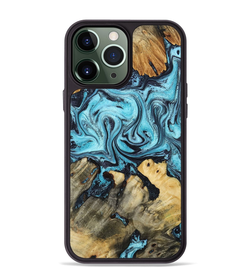 iPhone 13 Pro Max Wood Phone Case - Mettie (Blue, 801389)