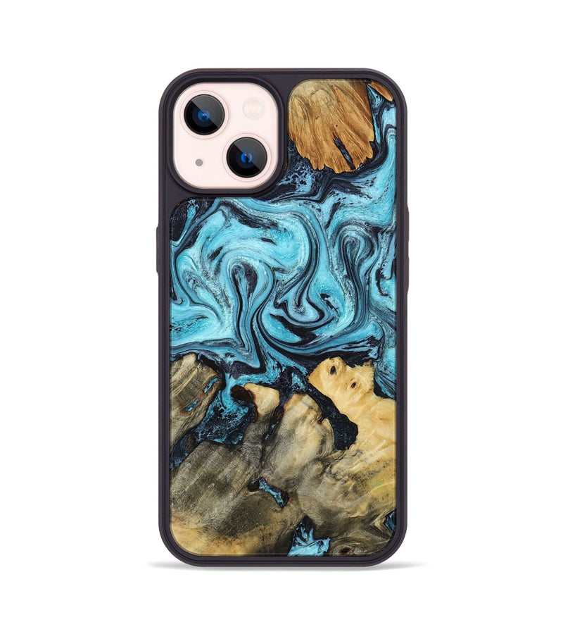 iPhone 14 Wood Phone Case - Mettie (Blue, 801389)