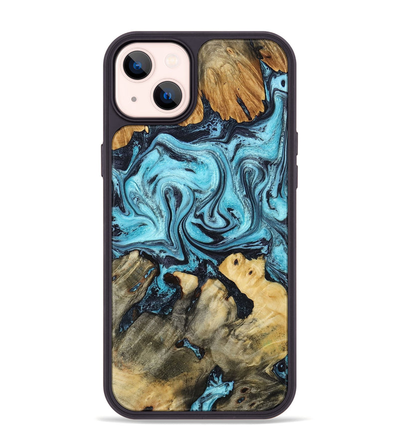 iPhone 14 Plus Wood Phone Case - Mettie (Blue, 801389)
