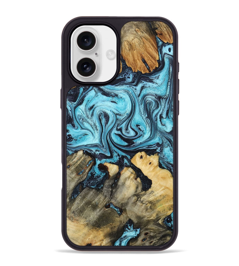 iPhone 16 Plus Wood Phone Case - Mettie (Blue, 801389)