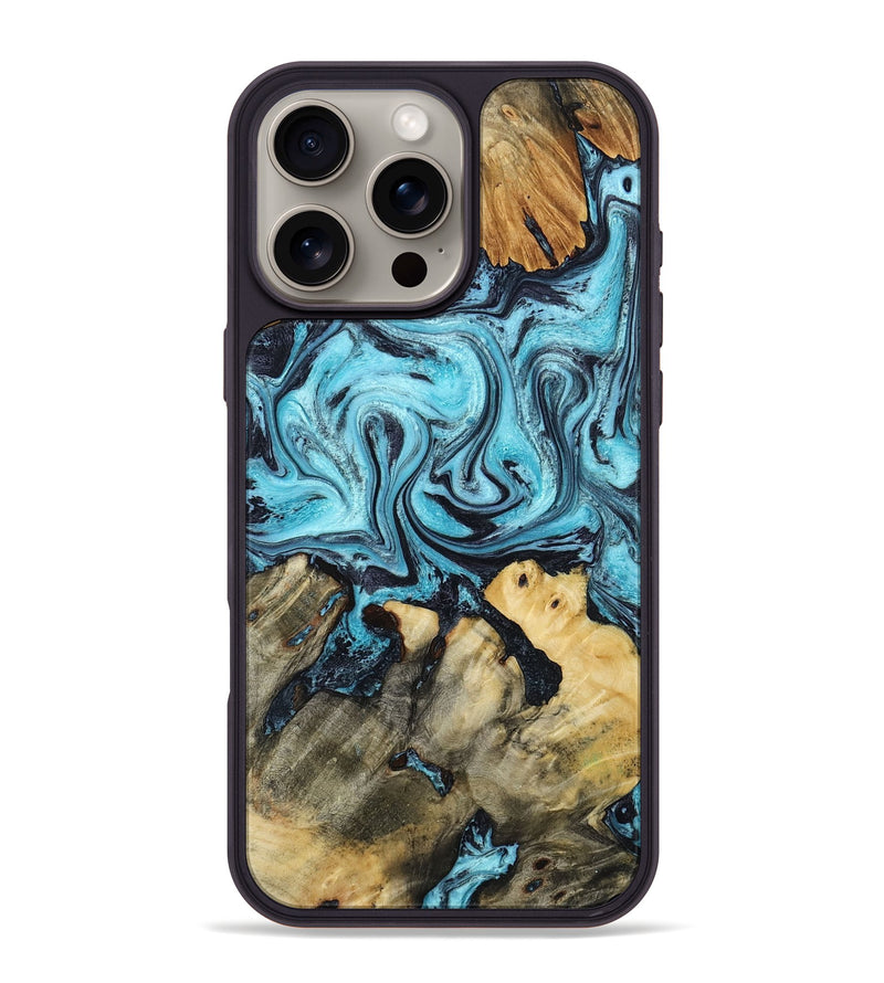 iPhone 16 Pro Max Wood Phone Case - Mettie (Blue, 801389)