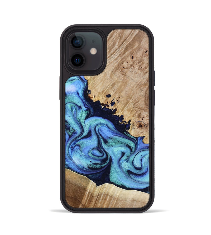 iPhone 12 Wood Phone Case - Noelle (Blue, 801390)