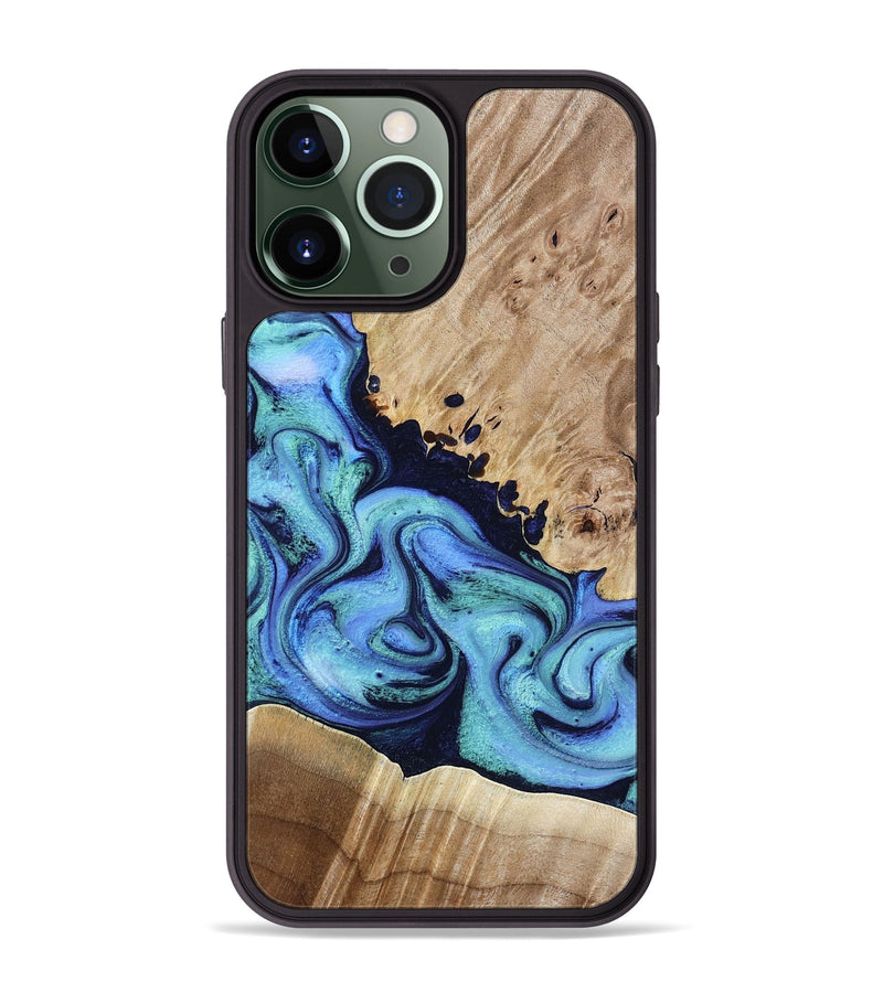 iPhone 13 Pro Max Wood Phone Case - Noelle (Blue, 801390)