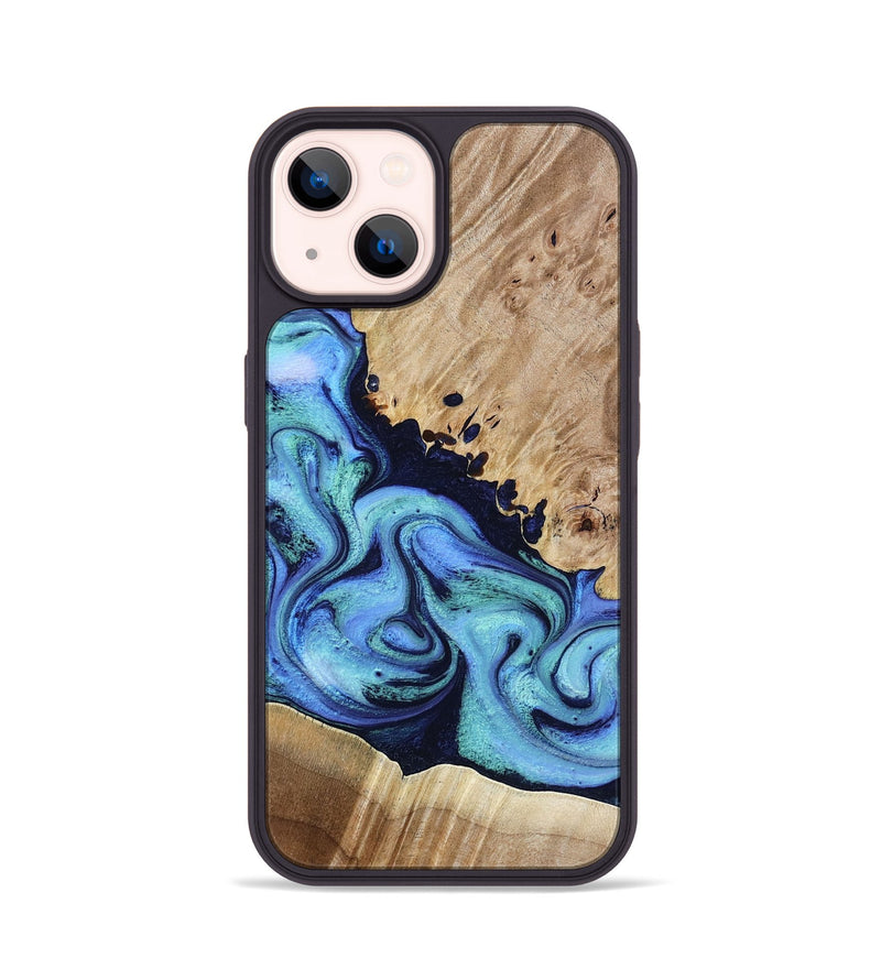 iPhone 14 Wood Phone Case - Noelle (Blue, 801390)