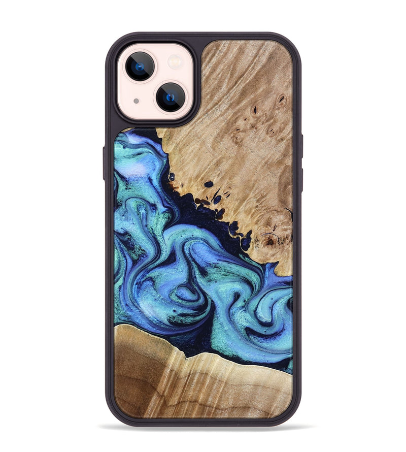 iPhone 14 Plus Wood Phone Case - Noelle (Blue, 801390)