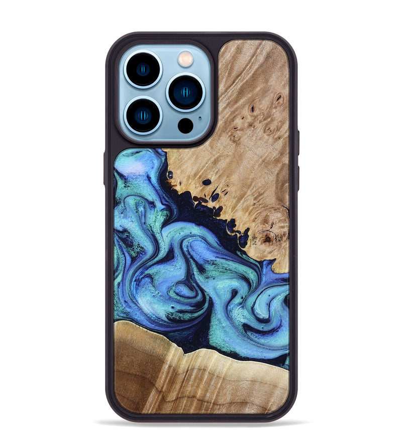 iPhone 14 Pro Max Wood Phone Case - Noelle (Blue, 801390)