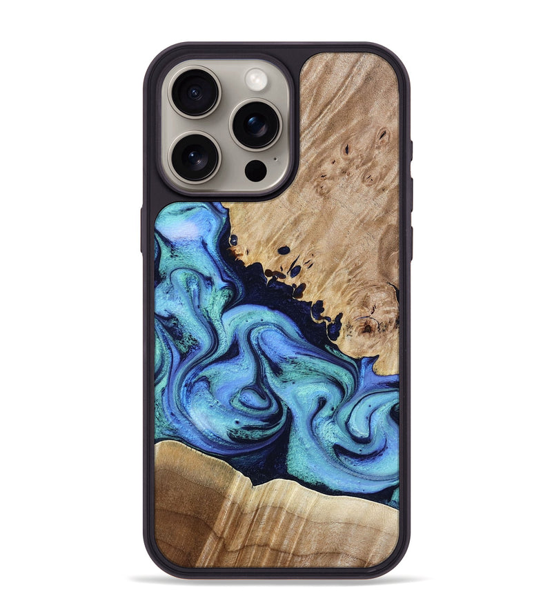 iPhone 15 Pro Max Wood Phone Case - Noelle (Blue, 801390)