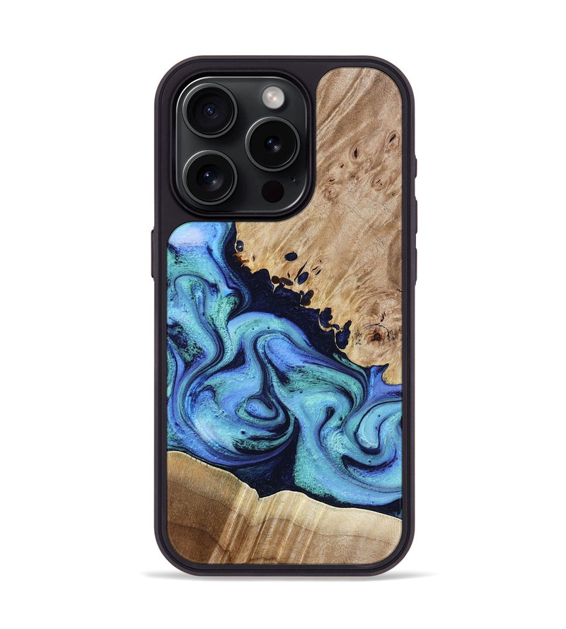 iPhone 15 Pro Wood Phone Case - Noelle (Blue, 801390)