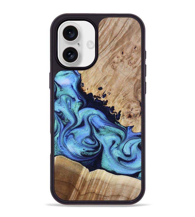 iPhone 16 Plus Wood Phone Case - Noelle (Blue, 801390)