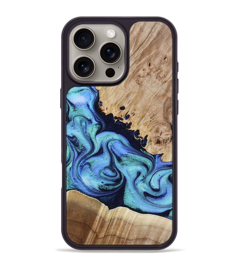 iPhone 16 Pro Max Wood Phone Case - Noelle (Blue, 801390)