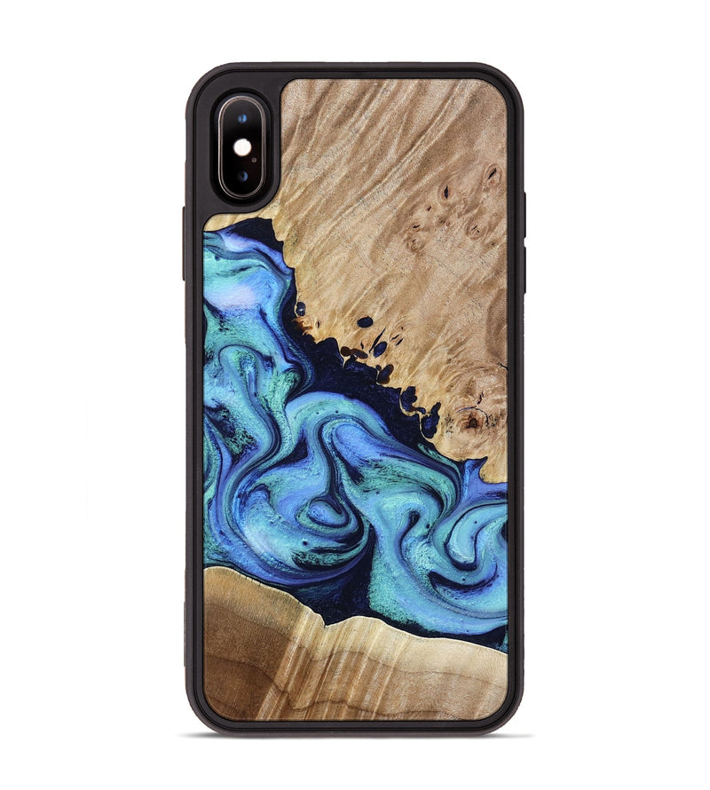 iPhone Xs Max Wood Phone Case - Noelle (Blue, 801390)