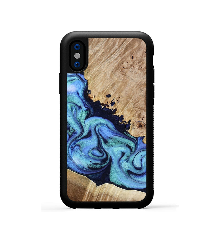 iPhone Xs Wood Phone Case - Noelle (Blue, 801390)