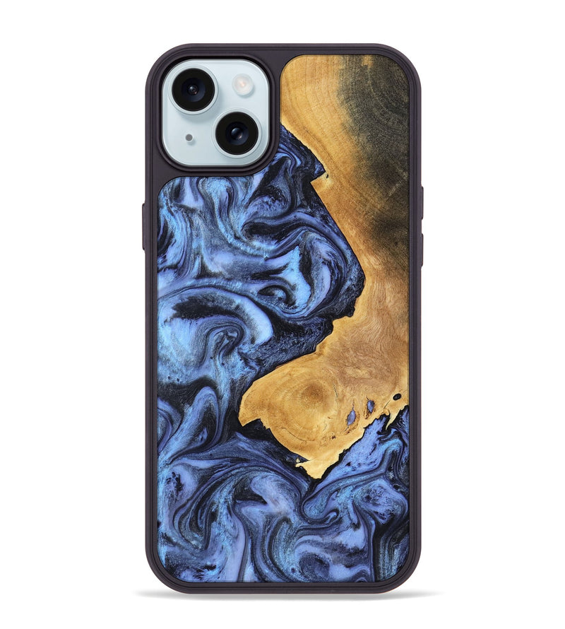 iPhone 15 Plus Wood Phone Case - Wyatt (Blue, 801393)