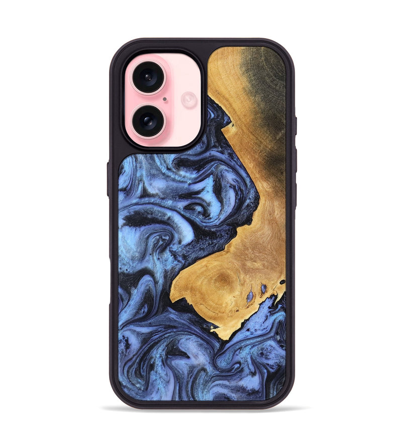 iPhone 16 Wood Phone Case - Wyatt (Blue, 801393)